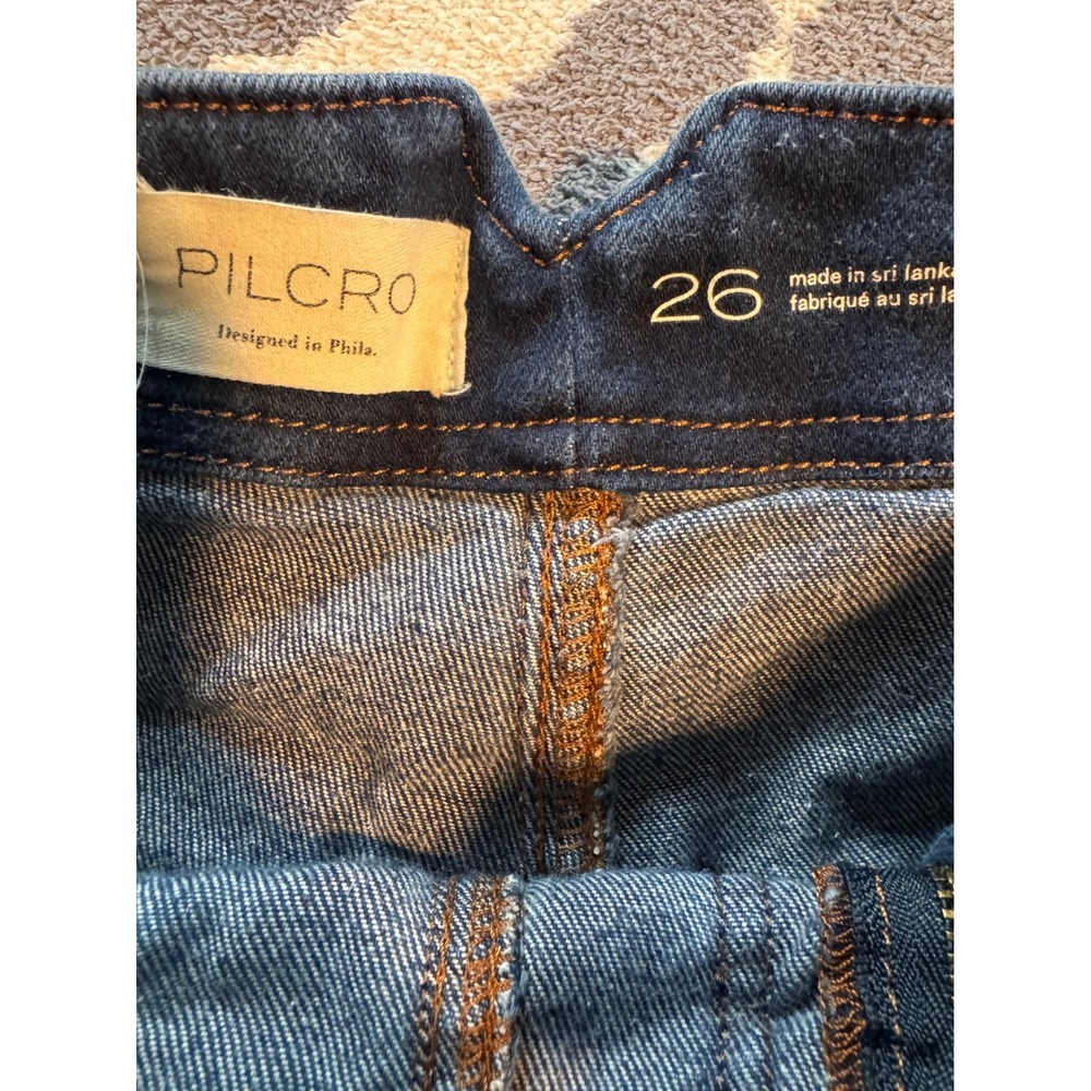 Anthropologie Pilcro The Kit High Rise Cinch Back Denim Sailor Shorts Blue 26 - Picture 5 of 5